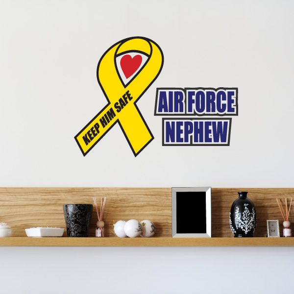 Image of Air Force Nephew Ribbon Printed Die Cut Decal