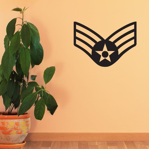 Black winged star decal with bold stripes and emblem center