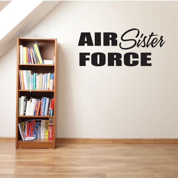 Air Force Sister block decal, black and script lettering design