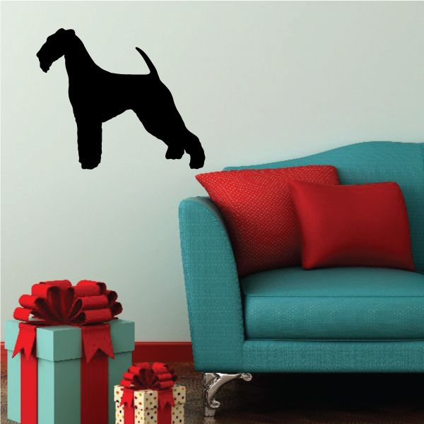 Airedale terrier decal of a black dog silhouette standing