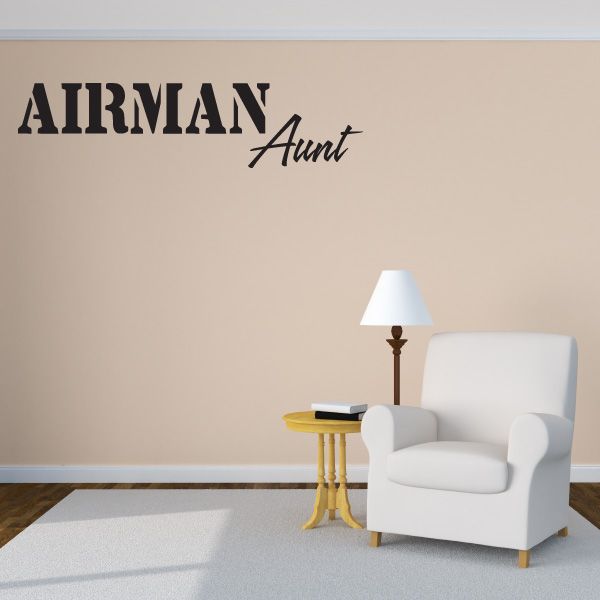Airman Aunt wall decal with 'AIRMAN' and 'Aunt' lettering