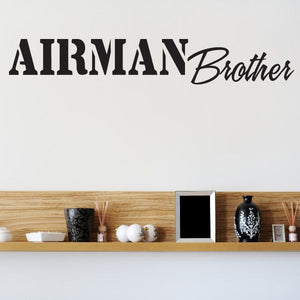 Airman Brother decal with bold block AIRMAN and cursive Brother text in black