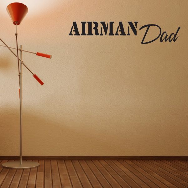 Airman Dad wall decal with black 'AIRMAN Dad' lettering