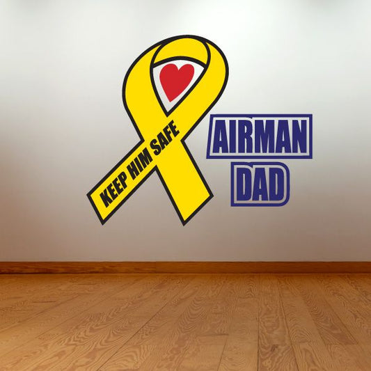 Image of Airman Dad Ribbon Printed Die Cut Decal