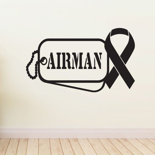 Image of Airman Dog Tags with Ribbon Decal
