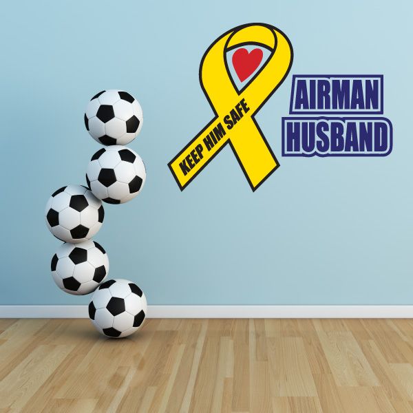 Image of Airman Husband Ribbon Printed Die Cut Decal