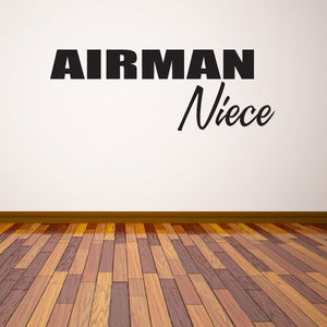 Airman niece block decal with AIRMAN and Niece text in black lettering