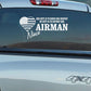Window car decal with American heart icon and 'Airman Niece' duty text