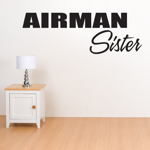Airman Sister block decal with bold AIRMAN and cursive Sister lettering