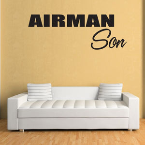Airman Son car decal with black AIRMAN and script Son lettering