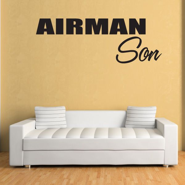 Airman Son car decal with black AIRMAN and script Son lettering