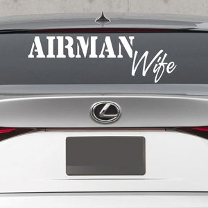 Airman wife decal with AIRMAN and Wife script lettering