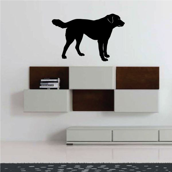 Akbash dog decal of a walking black dog silhouette on a wall