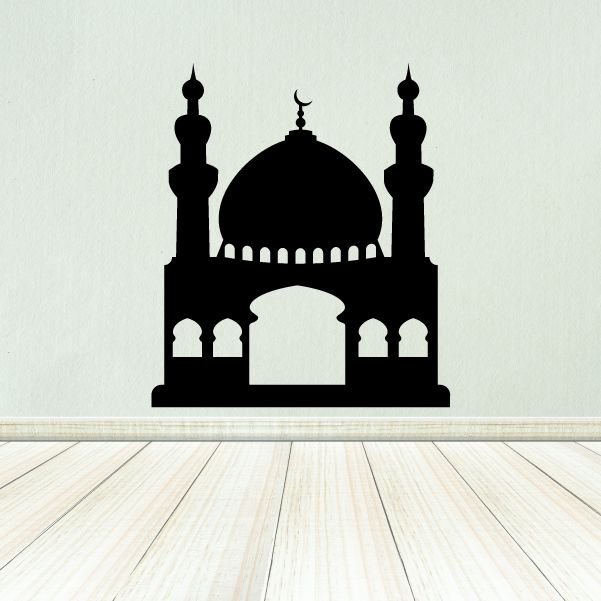Mosque decal featuring black silhouette with central dome and arched doorway