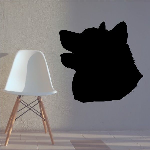 Alaskan Malamute head decal, black dog head silhouette