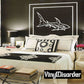 Shark wall decal with white line-art outline and double rectangular border.