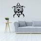 Tribal turtle wall decal, black ornate shell design with curling details