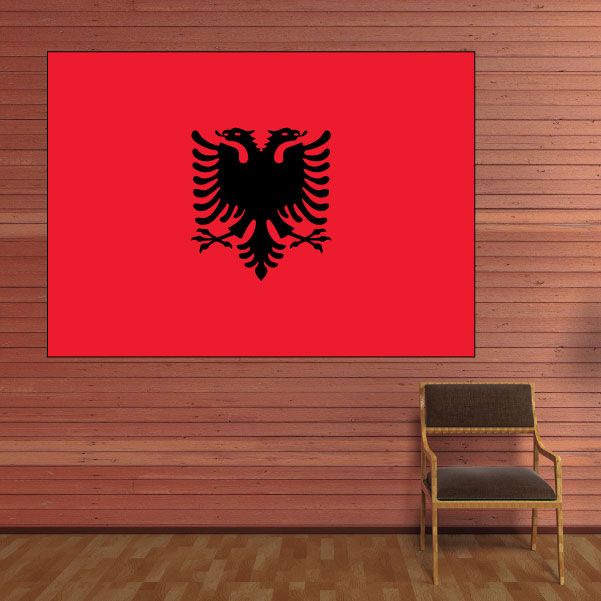 Albania flag sticker with black double-headed eagle on red background