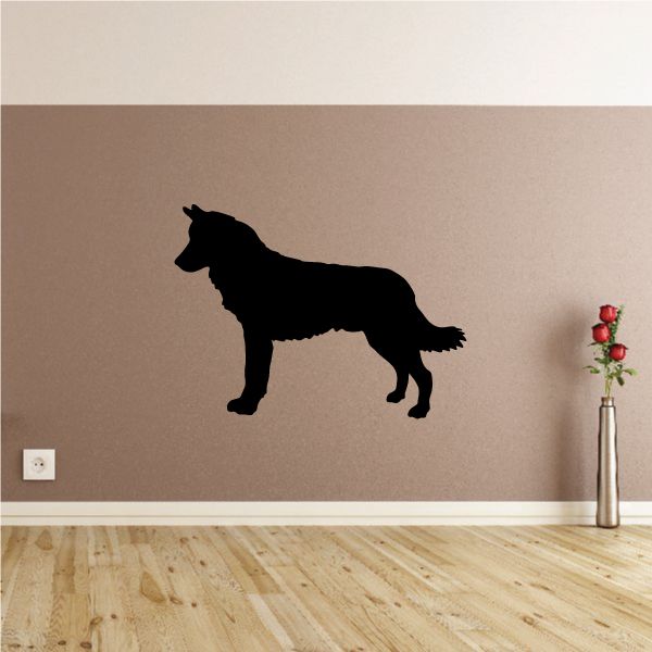 Alaskan Malamute decal, black alert dog silhouette in side profile