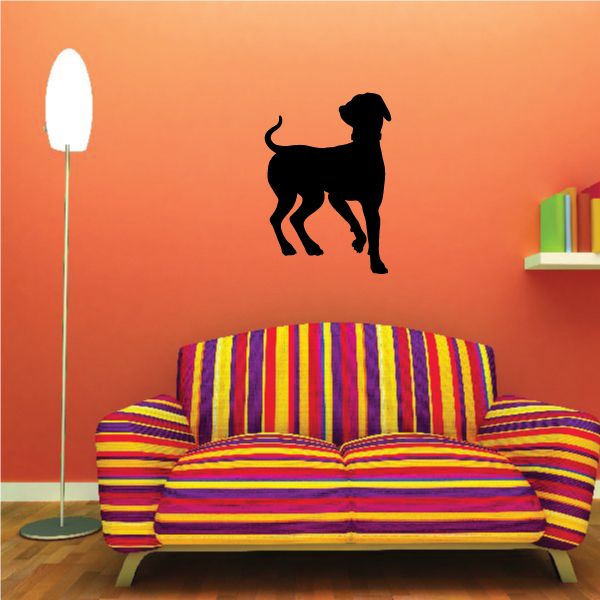 Black alert coonhound dog decal silhouette