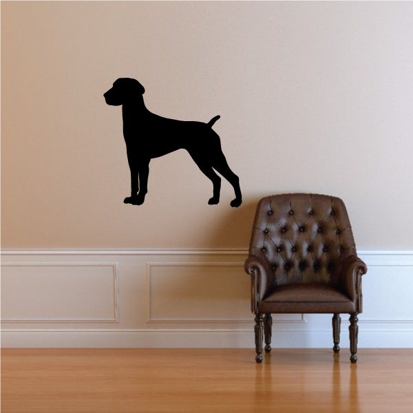 Alert German Shorthaired Pointer wall decal, black dog silhouette