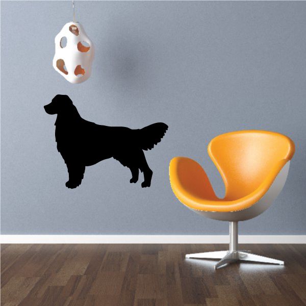 Alert Golden Retriever decal featuring a black dog silhouette and white head accents