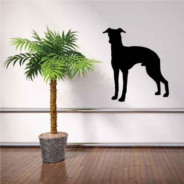 Italian greyhound alert decal, black dog silhouette sticker