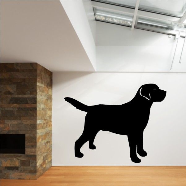 Labrador retriever decal with alert black dog silhouette