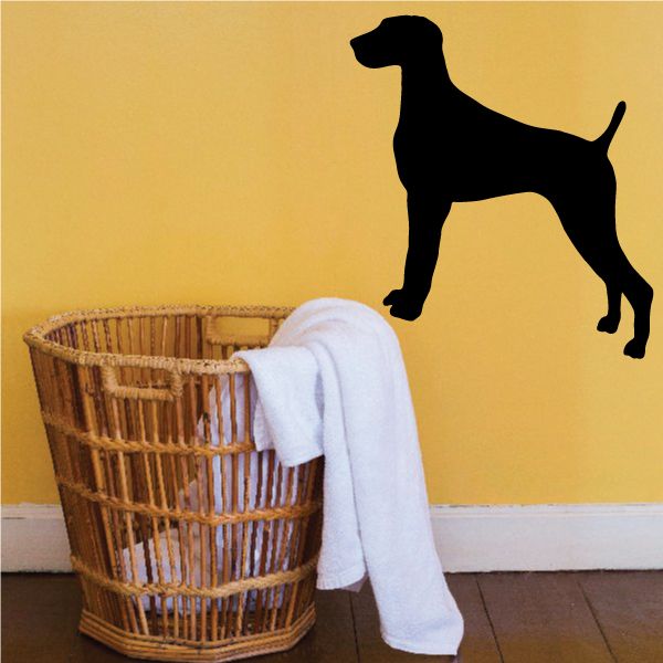 Alert Weimaraner decal of black standing dog silhouette