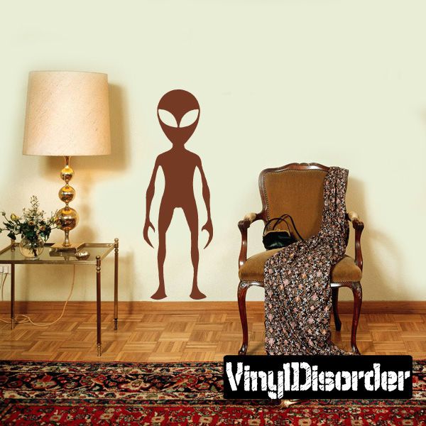 Alien decal sticker with brown silhouette and head markings
