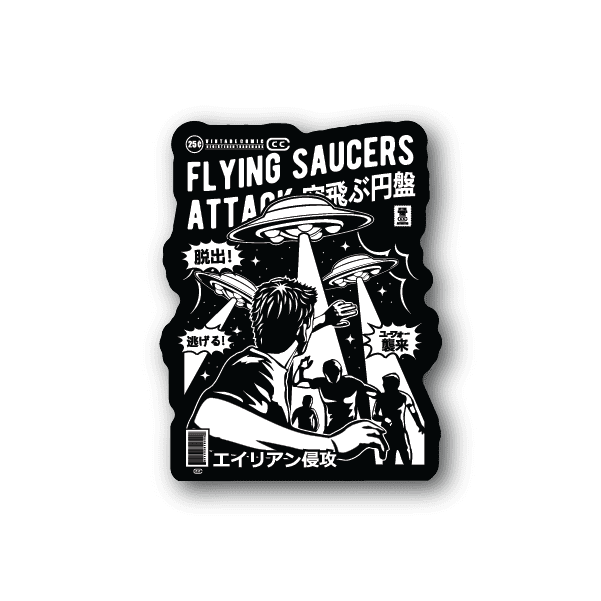 Image of Alien UFO Attack Sticker