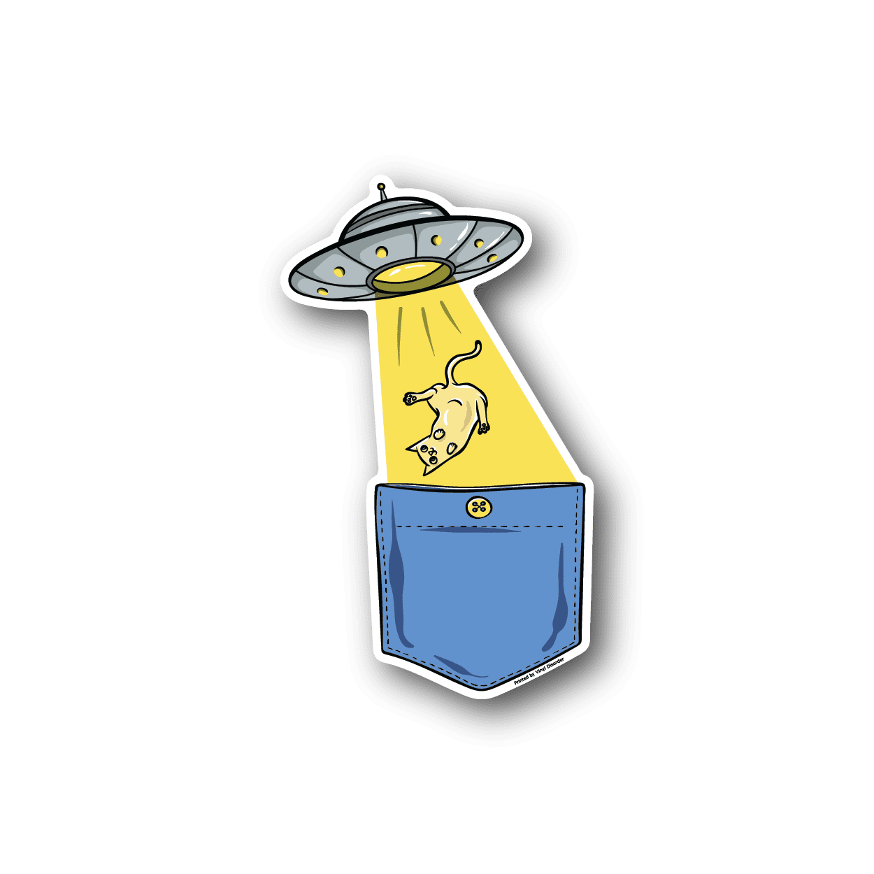 Image of Alien UFO Cat Abduction Sticker