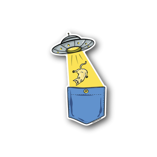 Image of Alien UFO Cat Abduction Sticker