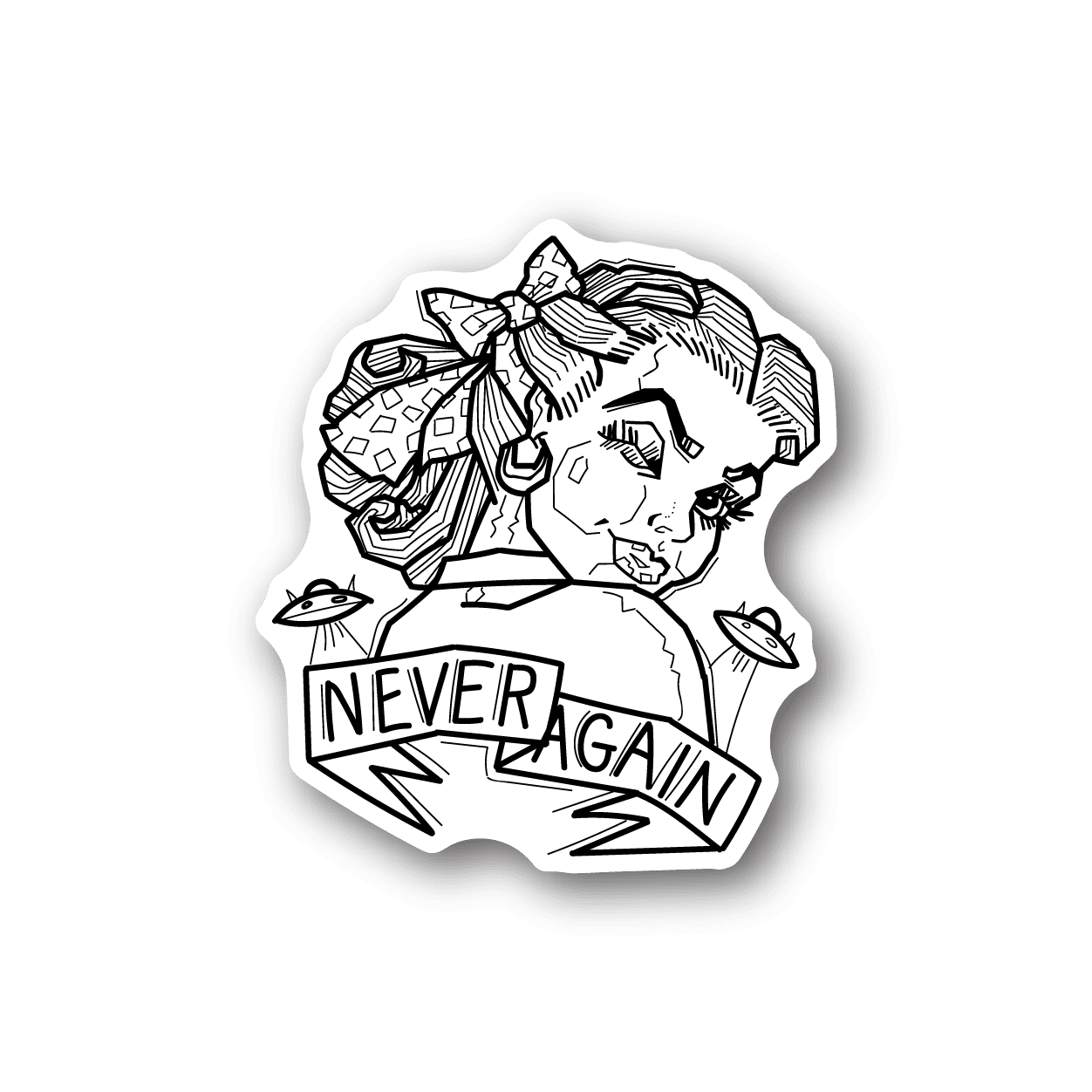 Image of Aliens Never Again Girl Sticker