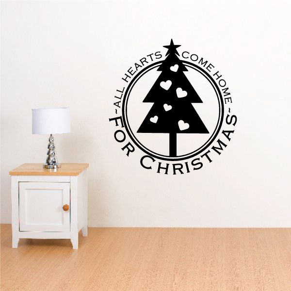 Image of All Hearts Come Home For Christmas Quote Wall Decal