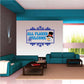 Welcome snowflake wall decal with “All flakes welcome” text and snowman, blue winter frame