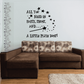 Wall decal with black text, stars, and wand: "All you need is faith trust..."