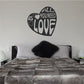 Love heart wall decal with All you need is love text, black and white