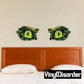 Alligator predator eyes sticker, two green and yellow eye decals