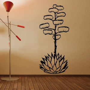 Aloe plant wall decal, black outline with spiky base