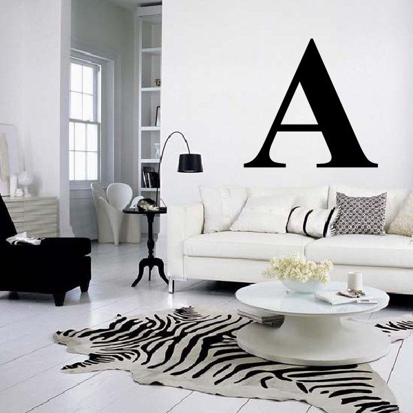 Alpha Greek letter wall decal with large black stylized alpha symbol