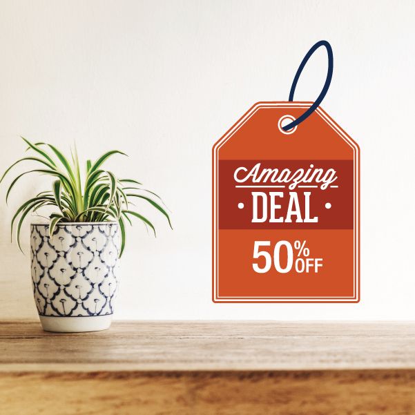 Image of Amazing Deal 50% Retail Discount Sign Wall Decal - Vinyl Decal - Car Decal - Idcolor049