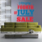 Fourth of July sale wall decal with red, blue, and white lettering and stars