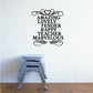 Teacher quote wall decal with stacked text and heart-and-scroll design, black lettering