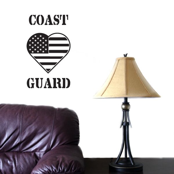 Image of America Flag Heart Coast Guard Decal