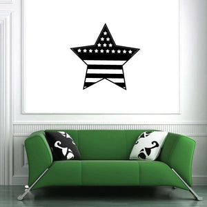 America flag star wall decal with striped banner and star field