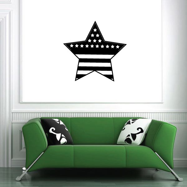 America flag star wall decal with striped banner and star field