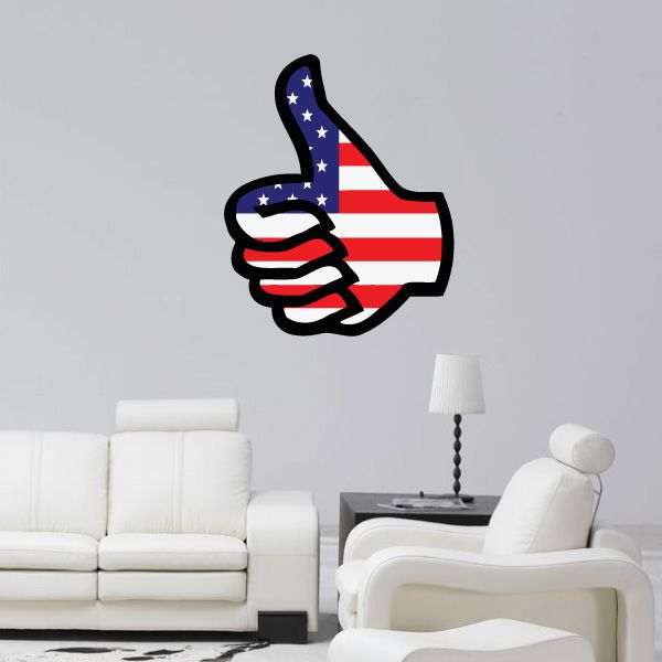 Image of America Flag Thumbs Up Sticker