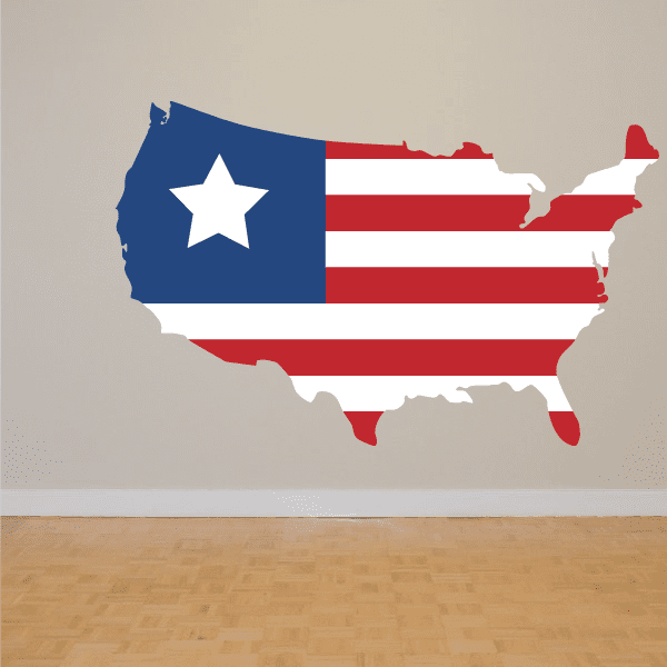 Image of America Flag United States Shaped Star Flag Printed Die Cut Decal