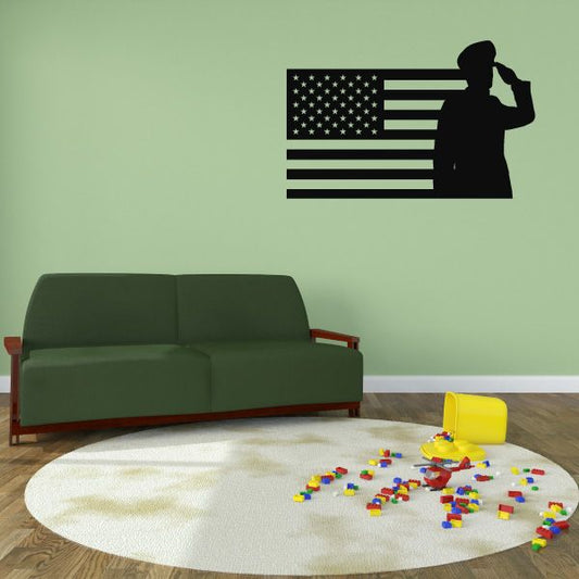 Image of America Flag with Marine Decal